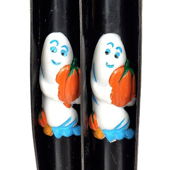 Vintage Sculptured Halloween Ghost & Pumpkin Candles – 10” – Set of 2 – NEW - Picture 2 of 4